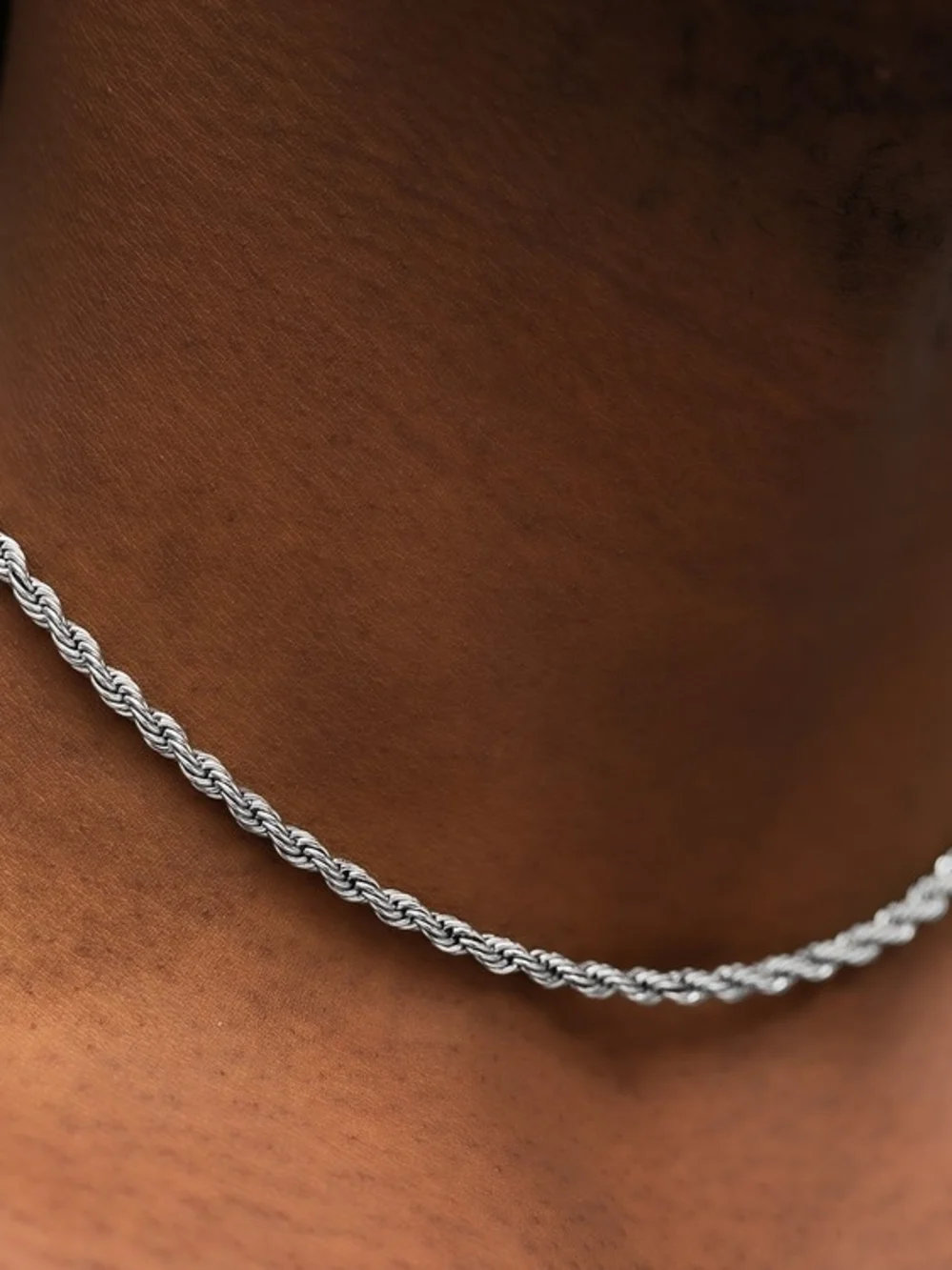 GLD White Gold 4mm Rope Chain Necklace and Bracelet Set - Brand New In Box